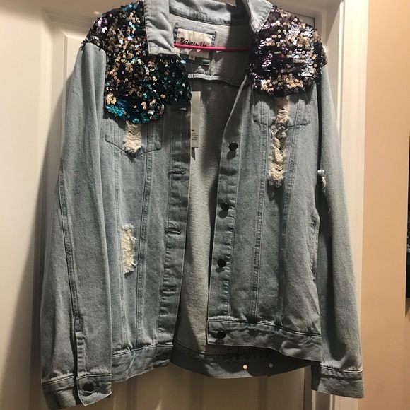 Jackets & Blazers - NWT Sequin Denim Jacket